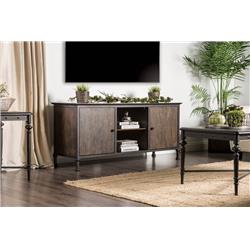 Picture of Benzara BM181319 27 x 19 x 60 in. 60 in. Wooden & Metal Frame TV Stand with 2 Open Shelves&#44; Brown