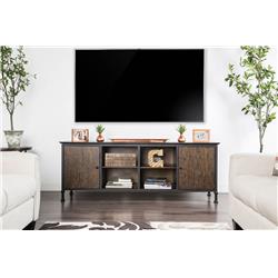 Picture of Benzara BM181320 27 x 19 x 72 in. 72 in. Wooden & Metal Frame TV Stand with 4 Open Shelves&#44; Brown