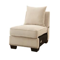 Picture of Benzara BM181340 37.5 x 37 x 28 in. Nail Head Trim Fabric Upholstered Armless Chair with Pillow&#44; Ivory