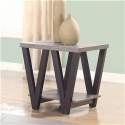Picture of Benzara BM184945 22 x 22 x 19.75 in. Zig-Zag Contemporary Solid Wooden End Table with Bottom Shelf&#44; Gray & Black