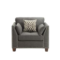 Picture of Benzara BM186100 Transitional Style Wood & Linen Chair with 3 Pillows&#44; Gray - 35 x 31 x 34 in.