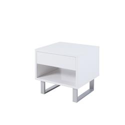 Picture of Benzara BM184965 Contemporary Storage End Table with Metallic Base&#44; Glossy White - 22 x 22 x 19.75 in.