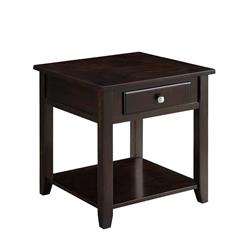 Picture of Benzara BM184979 Wooden End Table with Drawer & Bottom Shelf&#44; Walnut Brown - 22 x 22 x 22 in.