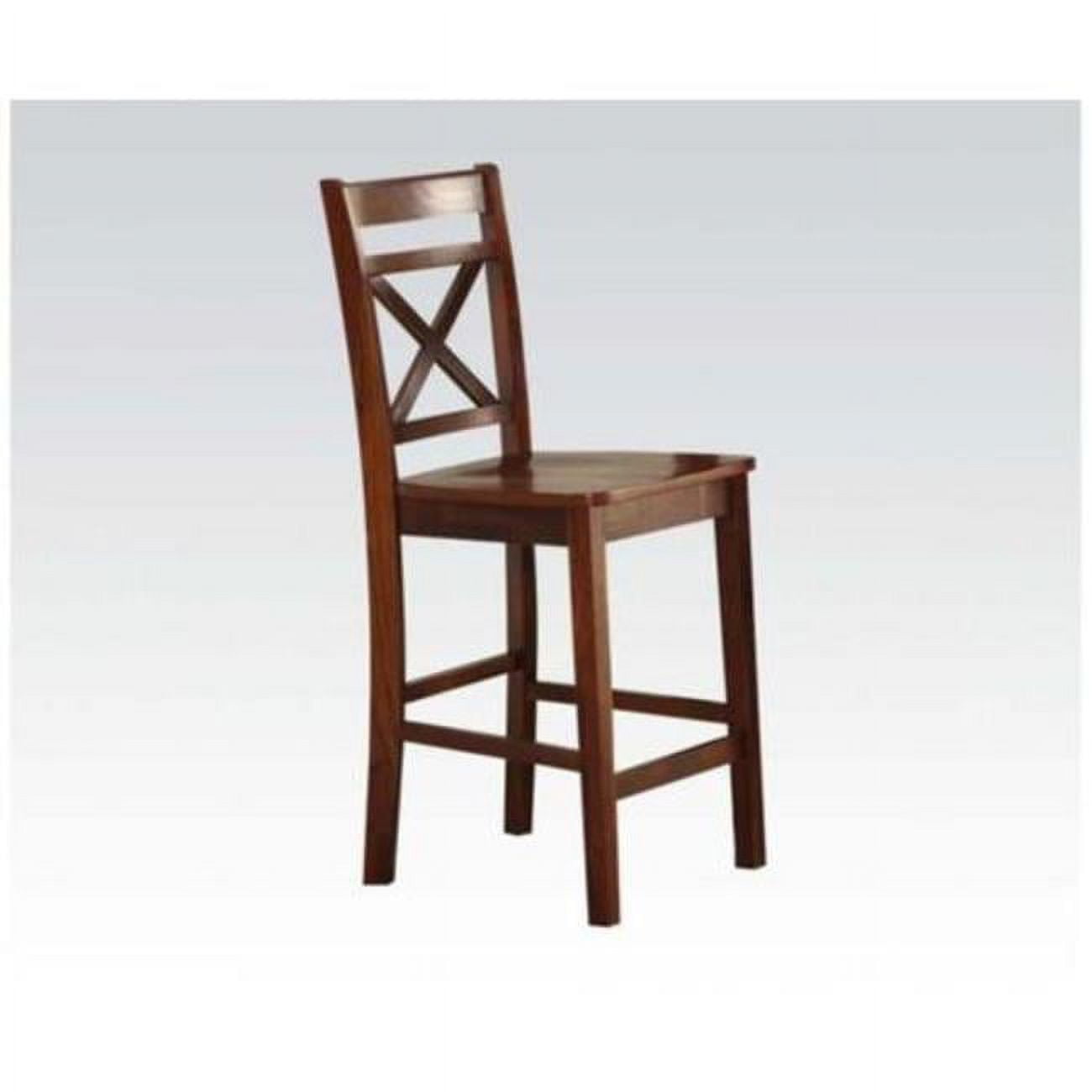 Picture of Benzara BM186213 Wooden Counter Height Chair with Cross Back&#44; Cherry Brown - 39 x 21 x 18 in. - Set of 2