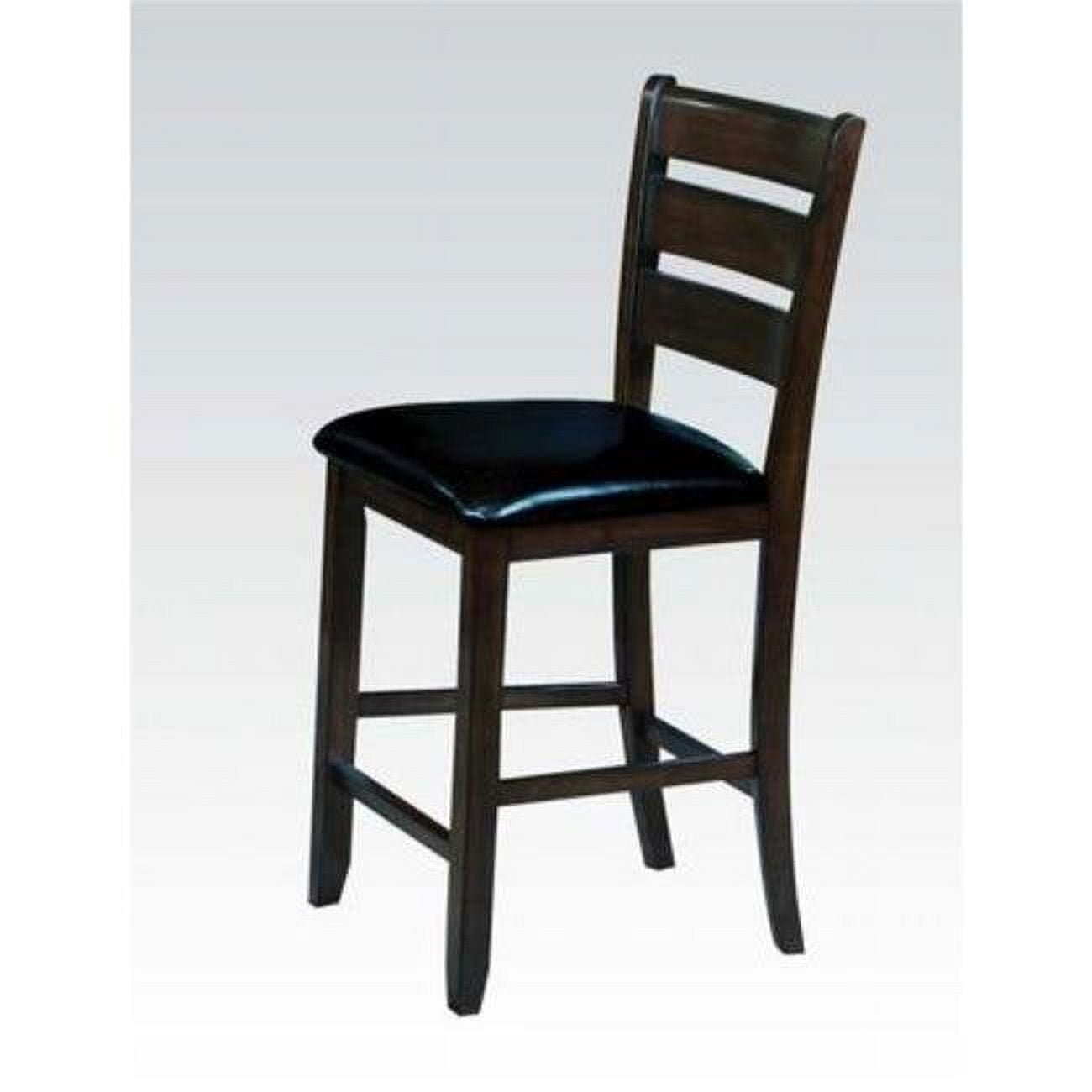 Picture of Benzara BM186229 Wooden Counter Height Chair with Leatherette seat  Set of 2  Black and Brown - 41 x 21.2 x  34