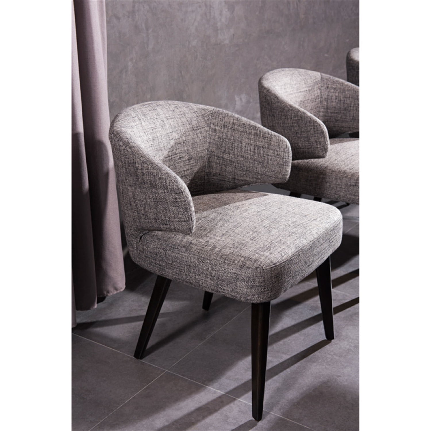 BM187489 Fabric Upholstered Wooden Dining Chair with Wingback Design - Black & Gray - 24 x 23 x 31 in -  Benzara