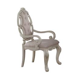 Picture of Benzara BM193896 Fabric Upholstered Wooden Arm Chairs with Cabriole Legs - White & Gray - Set of 2 - 22.91 x 26.38 x 42.99 in.
