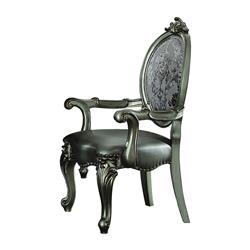 Picture of Benzara BM193898 Wooden Arm Chairs with Fabric Upholstered Back & Leatherette Seat - Silver - Set of 2 - 25.59 x 24.8 x 46.06 in.