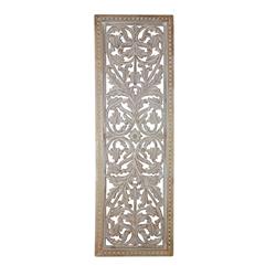 Picture of Benzara BM01909 Attractive Mango Wood Wall Panel Hand Crafted with Intricate - White