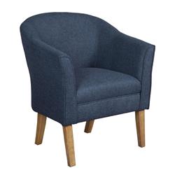 Picture of Benzara BM194027 Fabric Upholstered Wooden Accent Chair with Curved Back - Blue & Brown - 26 x 28 x 33 in.