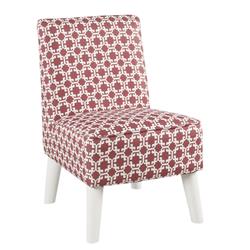Picture of Benjara BM195746 Lattice Print Fabric Upholstered Kids Slipper Chair with Splayed Wooden Legs - Pink & White