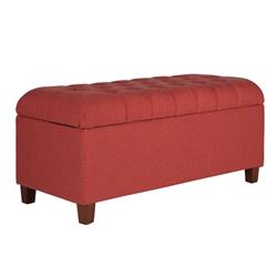 Picture of Benjara BM195763 Fabric Upholstered Button Tufted Wooden Bench with Hinged Storage - Red & Brown