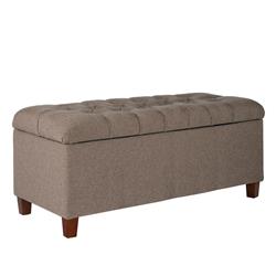 Picture of Benjara BM195764 Textured Fabric Upholstered Tufted Wooden Bench with Hinged Storage - Brown