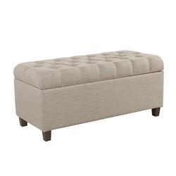 Picture of Benjara BM195767 Fabric Upholstered Button Tufted Wooden Bench with Hinged Storage - Beige & Brown