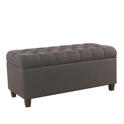 Picture of Benjara BM195768 Fabric Upholstered Button Tufted Wooden Bench with Hinged Storage - Dark Gray & Brown
