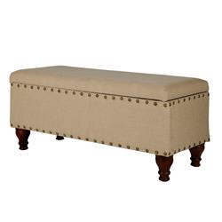 Picture of Benjara BM195770 Fabric Upholstered Wooden Storage Bench with Nail Head Trim - Large - Tan Brown