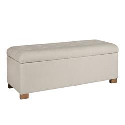 Picture of Benjara BM195809 Polyester Upholstery Bench with Button Tufted Hinged Lid Storage & Wood Feet - Large - Light Gray
