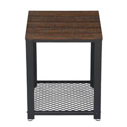 Picture of Benjara BM195812 Iron Framed Nightstand with Wooden Top & Wire Mesh Open Shelf - Brown & Black - 17.7 x 17.7 x 21.7 in.