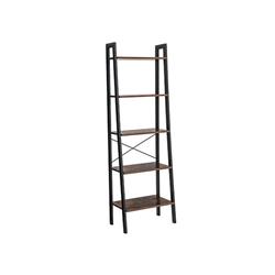 Picture of Benjara BM195846 Five Tiered Rustic Wooden Ladder Shelf with Iron Framework - Brown & Black - 17.7 x 17.7 x 19.7 in.