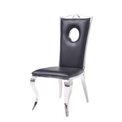 Picture of Benzara BM195934 Leatherette Upholstered Metal Side Chairs with Cabriole Style Legs&#44; Black & Silver - Set of 2