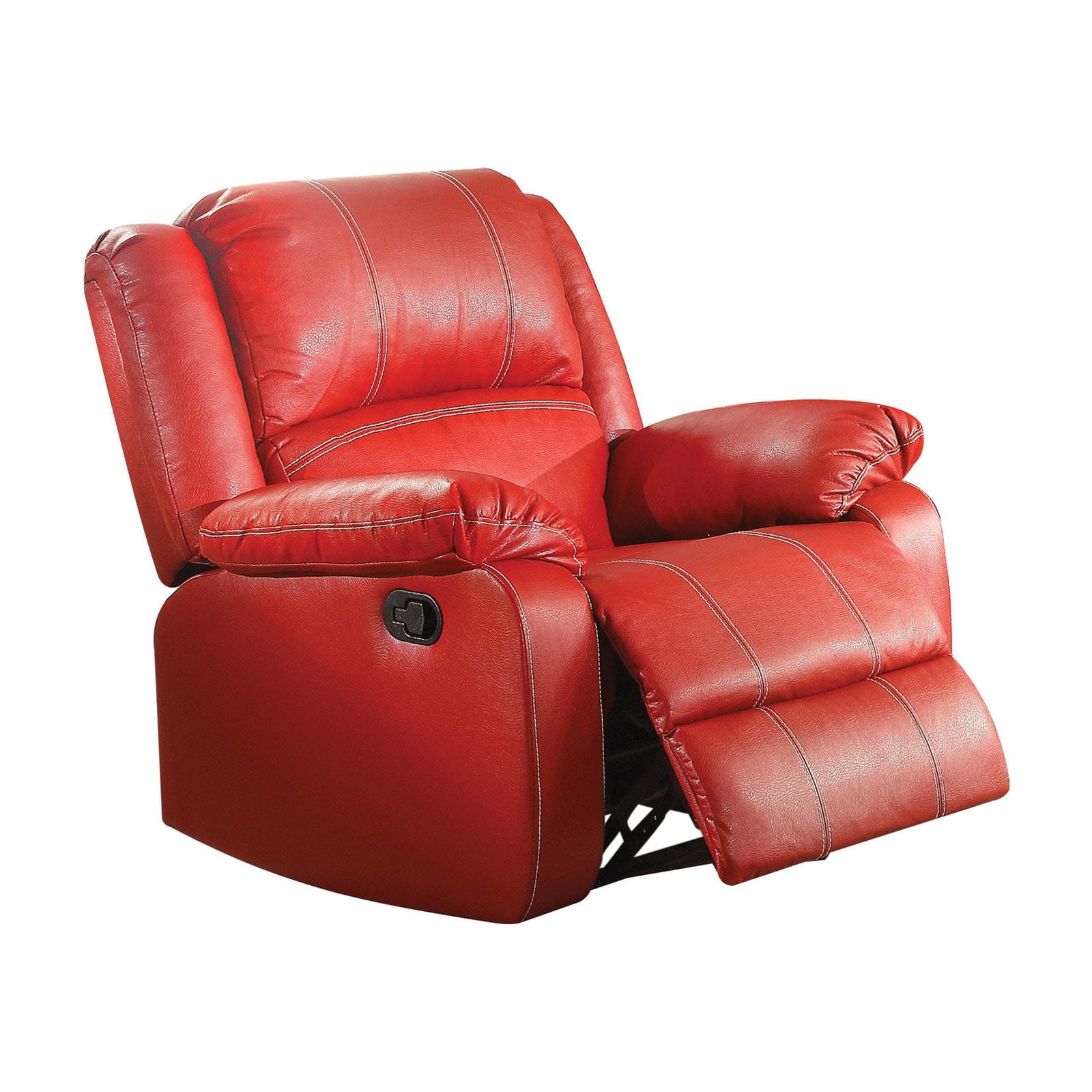 Picture of Benzara BM177635 Leather Rocker Recliner Chair, Red - 40 x 38.5 x 37 in.