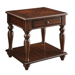 Picture of Benzara BM177663 Wooden End Table with 1 Drawer & 1 Bottom Shelf&#44; Walnut Brown - 24 x 22 x 24 in.