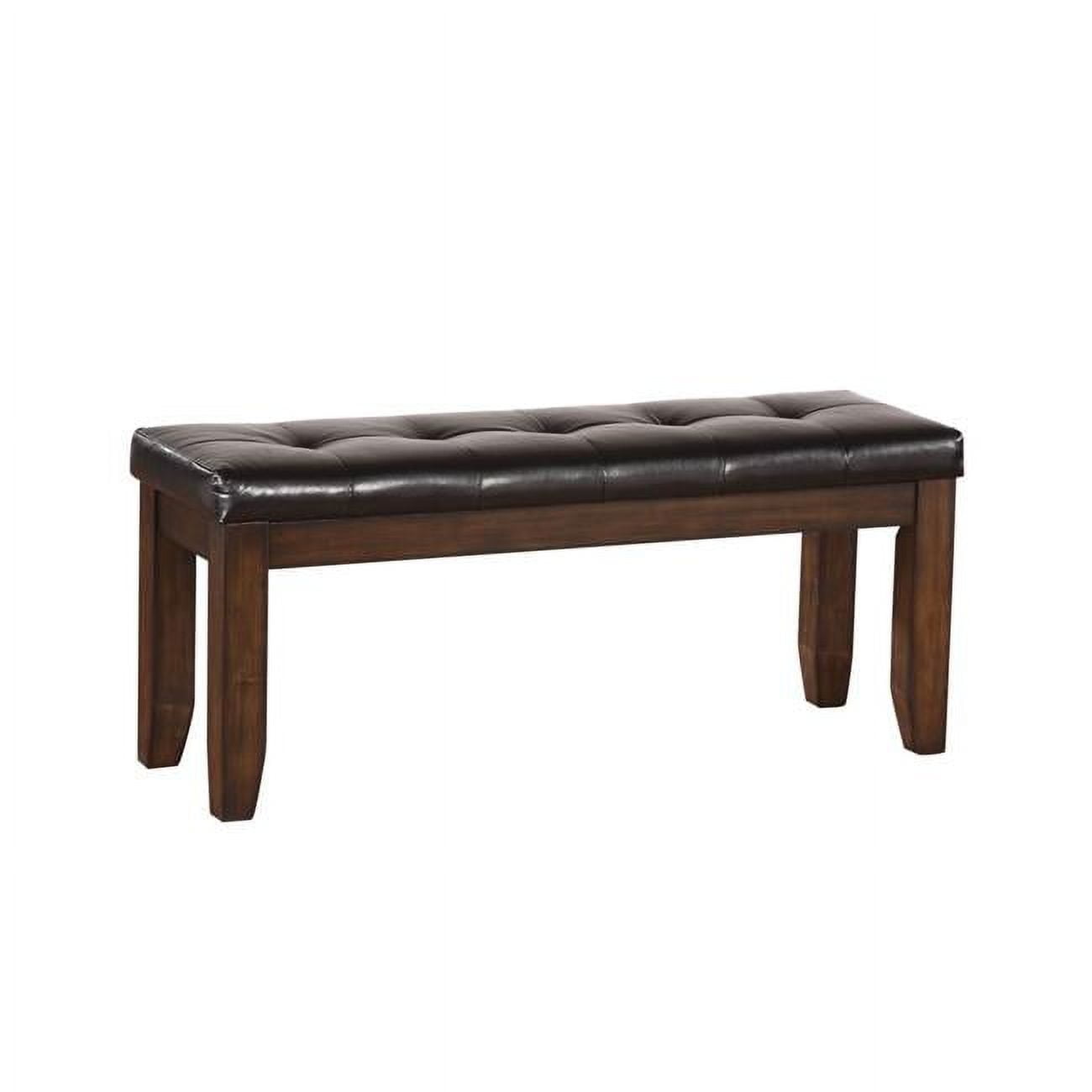 Picture of Benzara BM196678 Leatherette Upholstered Tufted Wooden Bench with Chamfered Legs, Brown - 19.5 x 17 x 48 in.