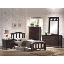 Picture of Benzara BM196731 Wooden Twin Size Bed with Slated Design Headboard & Footboard&#44; Dark Brown - 38.58 x 42.32 x 78.15 in.