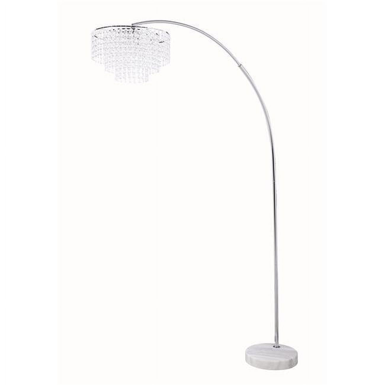 Picture of Benzara BM196752 Crystal Accented Tiered Metal Floor Lamp with Marble Base&#44; Silver & White - 86 x 16.5 x 57 in.
