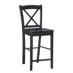 Picture of Benzara BM16578 Wooden Counter Stool with X Shaped Backrest & Curved Headrest&#44; Black - 37.01 x 15.94 x 17.91 in.
