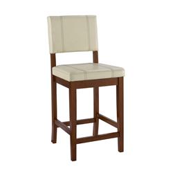 Picture of Benzara BM16597 Wooden Counter Stool with Cushioned Seat & Backrest&#44; Cream & Brown - 39 x 18 x 19 in.