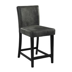 Picture of Benzara BM16607 Wooden Counter Stool with Padded Seat & Curved Back&#44; Black & Gray - 37 x 17.75 x 22 in.