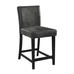 Picture of Benzara BM16618 Wooden Bar Stool with Upholstery & Curved Backrest&#44; Black & Gray - 43 x 17.75 x 22 in.