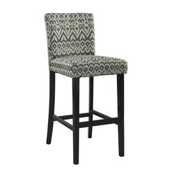 Picture of Benzara BM16608 Wooden Counter Stool with Ikat Design Fabric Upholstery&#44; Black & White - 37 x 17.75 x 22 in.