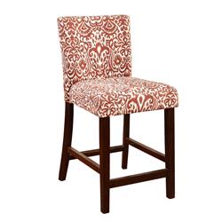 Picture of Benzara BM16609 Wooden Counter Stool with Patterned Fabric Upholstery&#44; Red & White - 37 x 17.75 x 22 in.