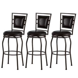 Picture of Benzara BM16840 3 Piece Metal Adjustable Stool with Cushioned Seat & Backrest&#44; Brown - 38.5 x 16 x 18 in.