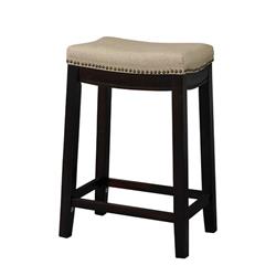 Picture of Benzara BM16841 Fabric Upholstered Counter Stool with Nail Head Trim&#44; Brown & Beige - 26.18 x 16.73 x 11.42 in.