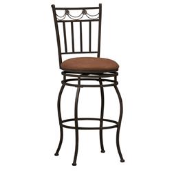 Picture of Benzara BM16638 Metal Bar Stool with Fabric Upholstered Seat&#44; Black & Brown - 44.75 x 17 x 19.5 in.