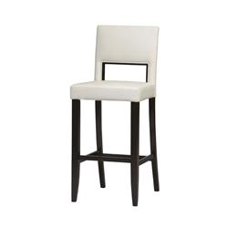 Picture of Benzara BM16673 Wooden Bar Stool with Padded Seat & Backrest&#44; Brown & White - 44 x 19 x 19 in.