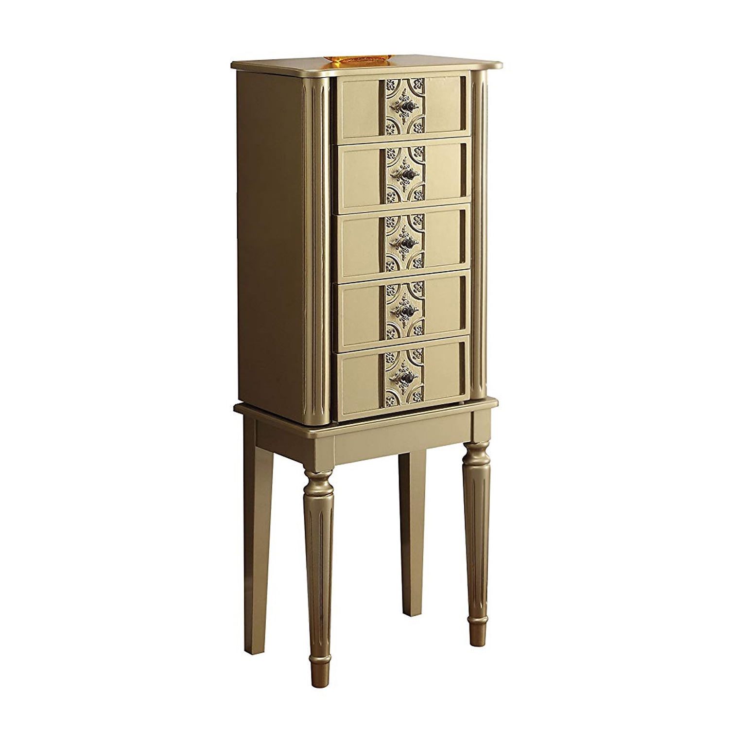 Picture of Benzara BM177734 Wood Jewelry Armoire with 5 Drawers, Gold - 40 x 10 x 16 in.