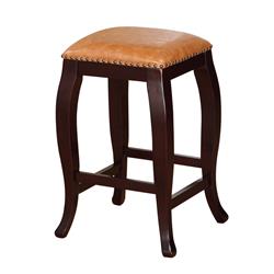 Picture of Benzara BM16681 Square Shape Wooden Counter Stool with Nailhead Trim Accents&#44; Brown - 24 x 15.75 x 15.75 in.