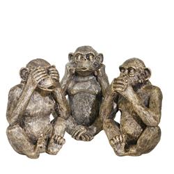 Picture of Benzara BM205222 Ribbed Polyresin Chimpanzee Figurines&#44; Bronze & Gray - Set of 3