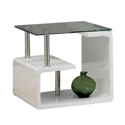 Picture of Benzara BM205341 Contemporary End Table with Multi Level Curled Open Shelf&#44; White