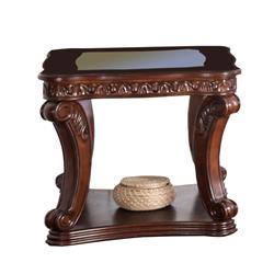 Picture of Benzara BM205360 Traditional End Table with Cabriole Legs & Wooden Carving&#44; Brown