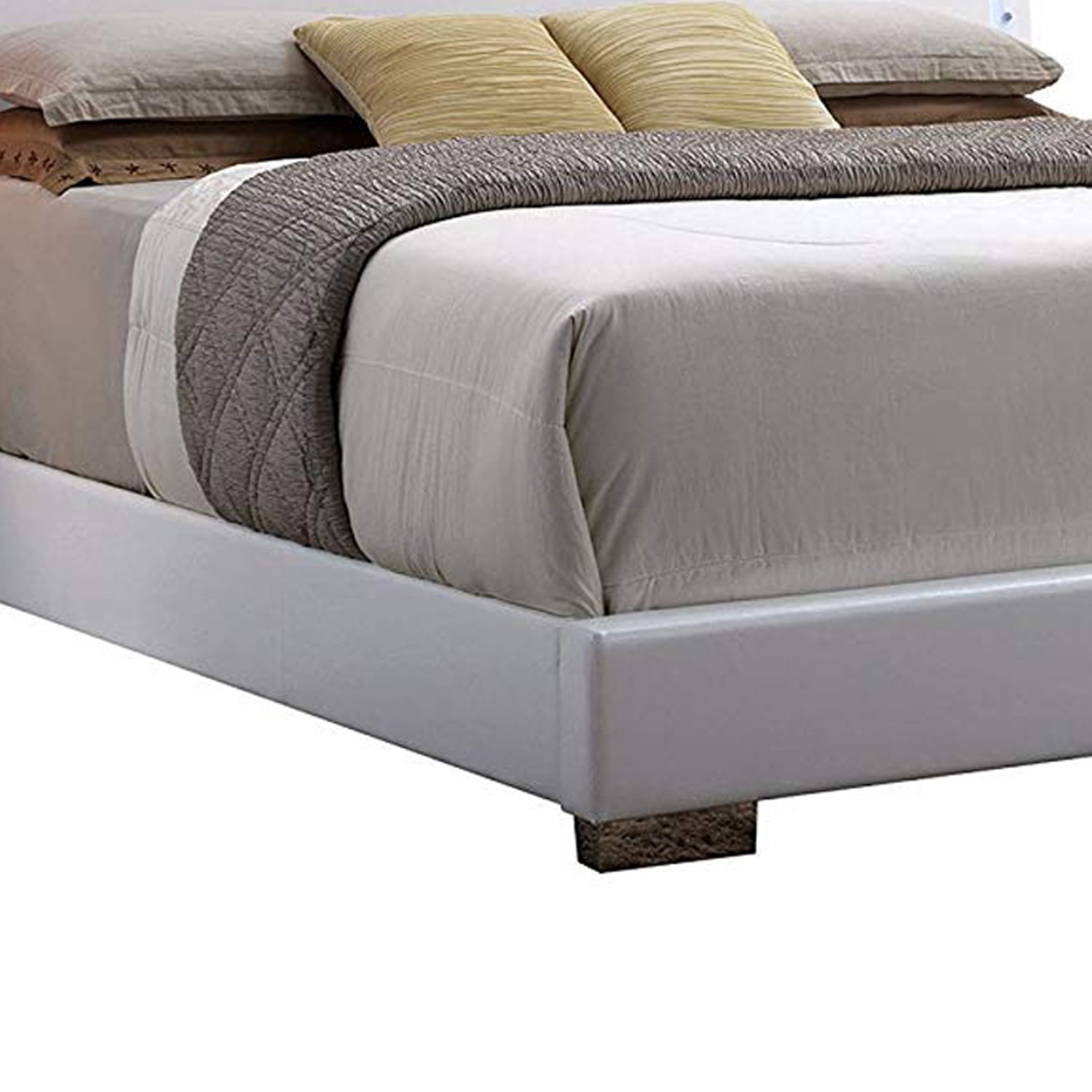 BM196849 Contemporary Style Queen Size Wooden Panel Bed with Headboard, White -  Benzara