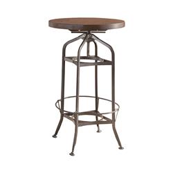 Picture of Benzara BM201922 Wood & Metal Swivel Adjustable Height Bar Table with Footrest Ring&#44; Walnut & Gunmetal