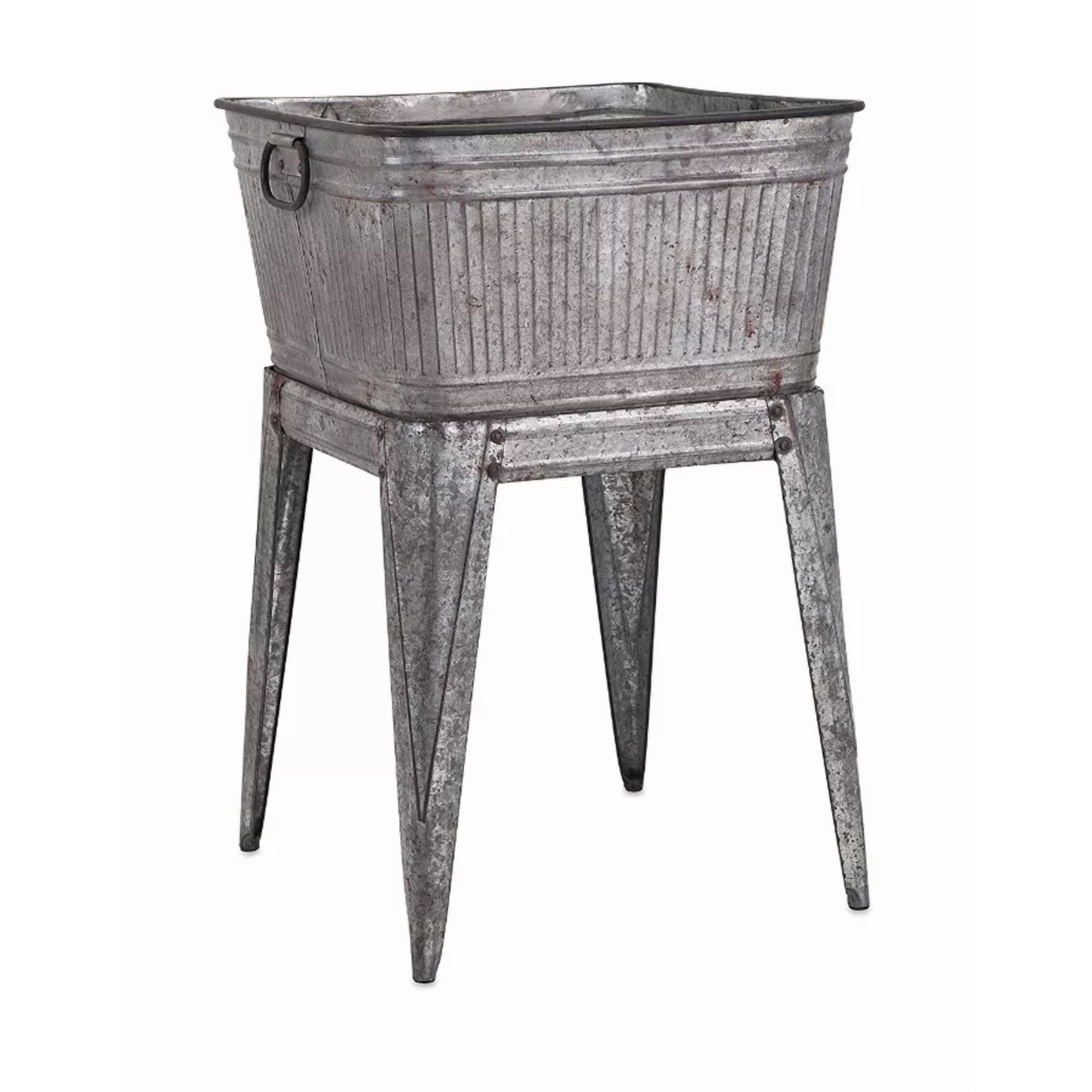 Picture of Benzara BM16184 Multi Functional Galvanized Metal Tub on Stand&#44; Gray