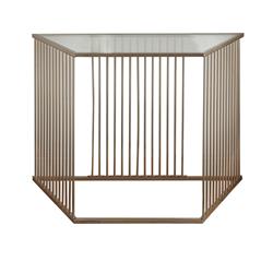Picture of Benzara BM201980 Metal & Glass Sofa Table with Vertical Slat Design&#44; Gold