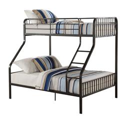 Picture of Benzara BM201996 Metal Twin Size Over Queen Size Bunk Bed with Guardrail & Ladder&#44; Gray