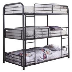 Picture of Benzara BM202017 Metal Triple Twin Over Twin Size Bunk Bed with Built-In Ladders&#44; Gray
